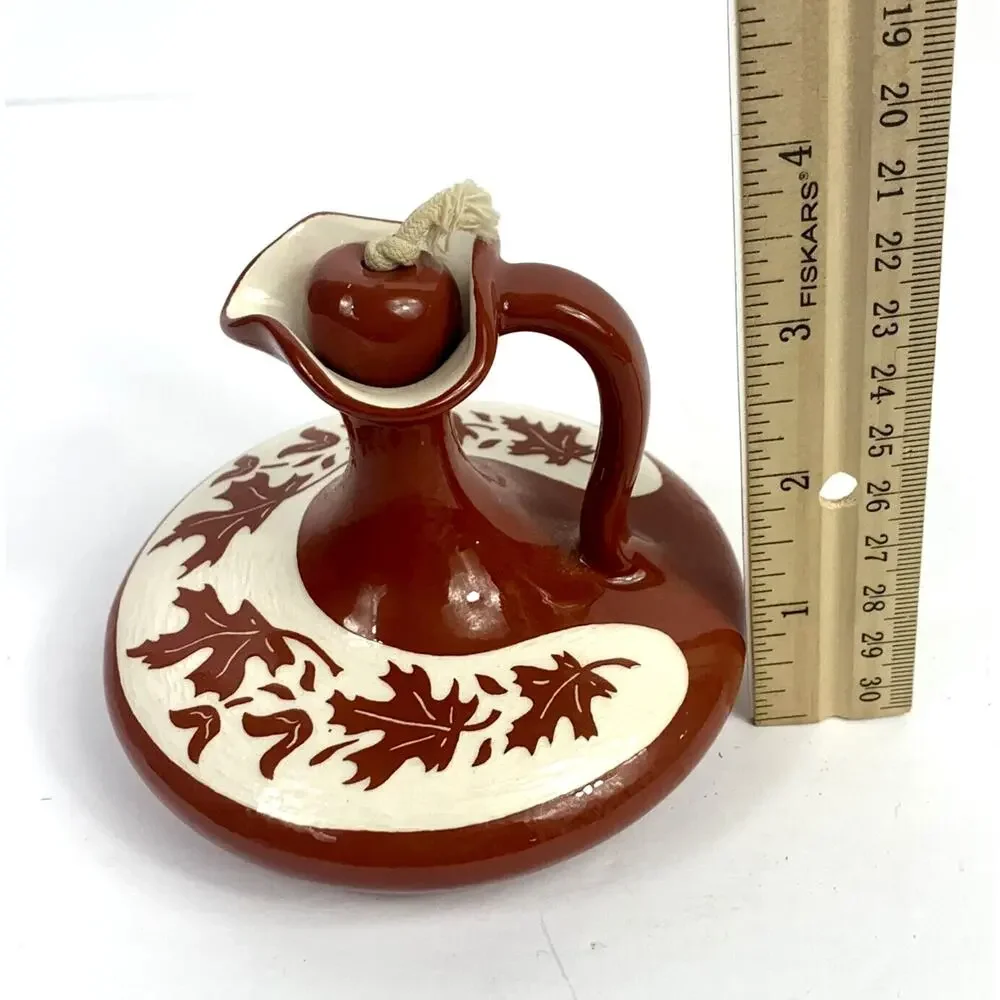 Vtg Handmade Pitcher Syrup Maple Leaf Pattern Fall Autumn Farm Country Cottage